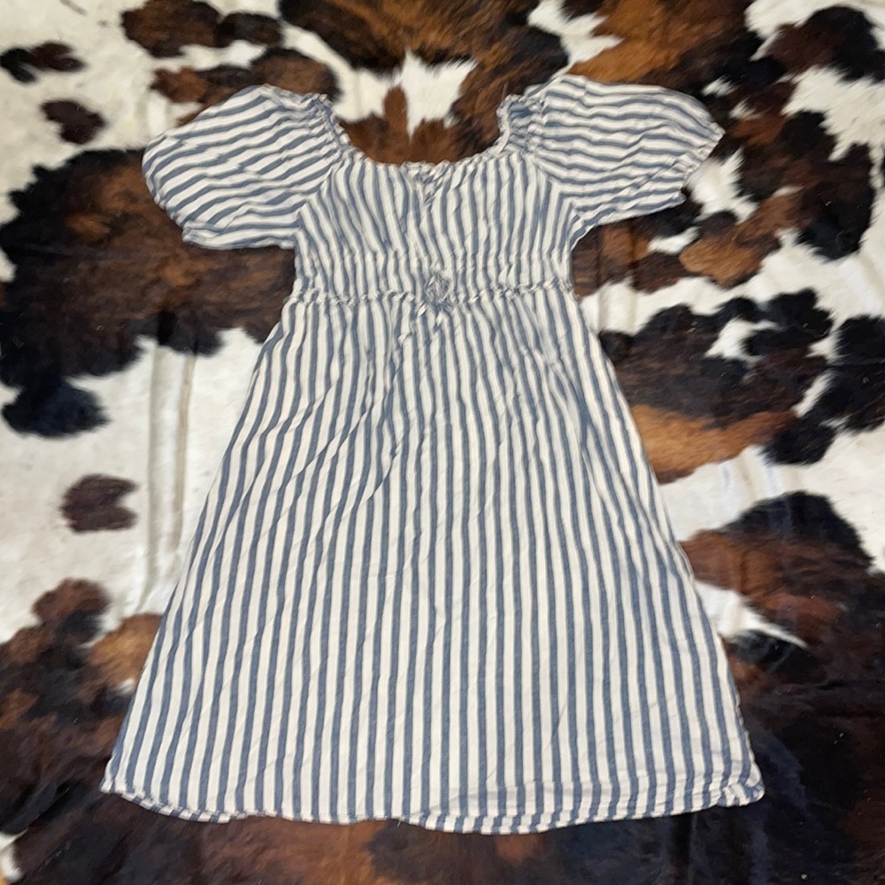 medium blue and cream striped dress